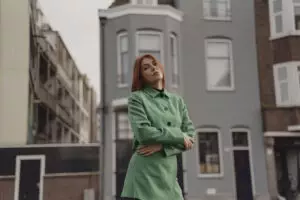 Street portrait of woman in Amsterdam