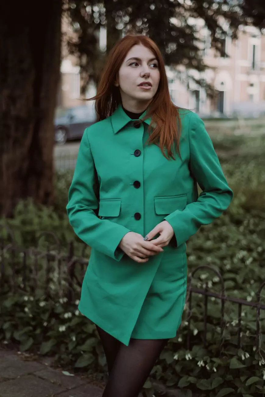 Full-body portrait of woman in Amsterdam